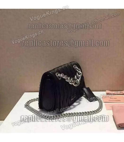 Miu Miu Matelasse Leather Chains Small Bag Black-3