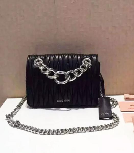 Miu Miu Matelasse Leather Chains Small Bag Black