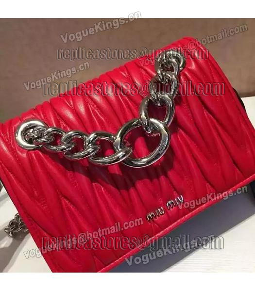 Miu Miu Matelasse Leather Chains Small Bag Black&Red-3