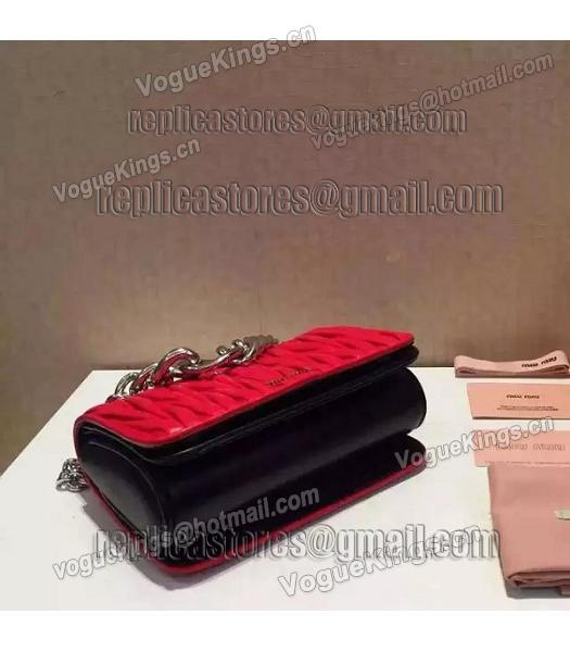 Miu Miu Matelasse Leather Chains Small Bag Black&Red-4