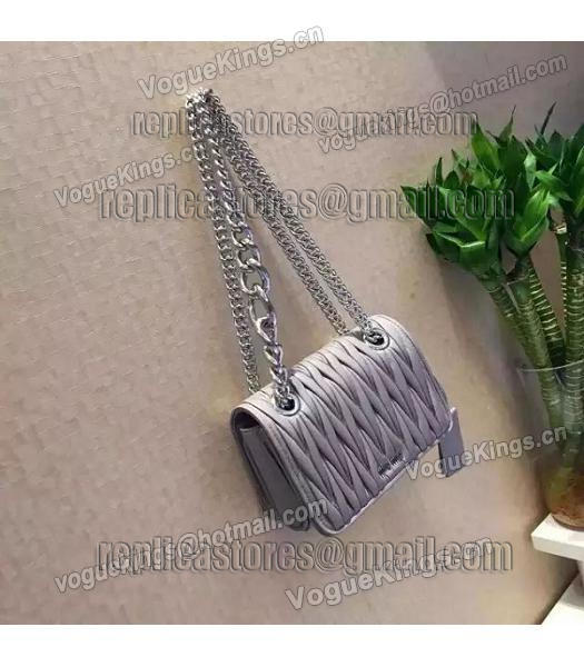 Miu Miu Matelasse Leather Chains Small Bag Grey-1