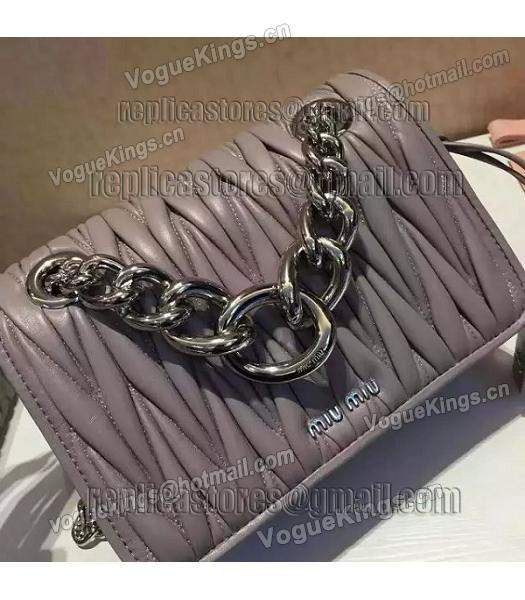 Miu Miu Matelasse Leather Chains Small Bag Grey-3