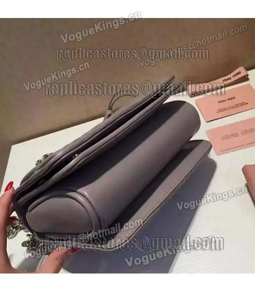 Miu Miu Matelasse Leather Chains Small Bag Grey-4