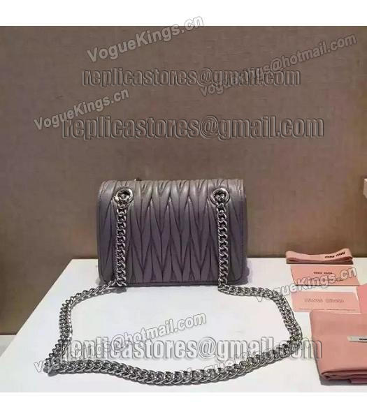 Miu Miu Matelasse Leather Chains Small Bag Grey-6