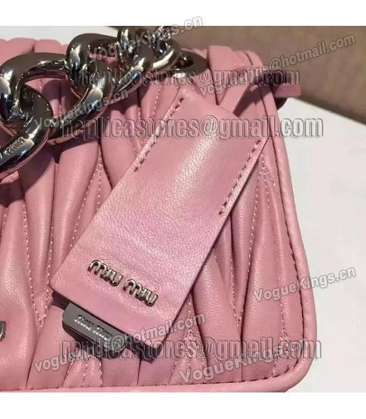 Miu Miu Matelasse Leather Chains Small Bag Pink-4
