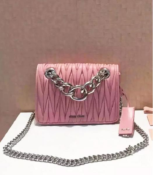Miu Miu Matelasse Leather Chains Small Bag Pink