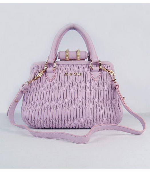Miu Miu Matelasse Leather Frame Tote Bag in Pink Purple