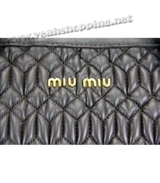 Miu Miu Matelasse Leather Tote Bag Dark Coffee-3
