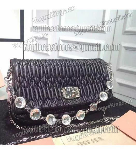Miu Miu Matelasse Original Leather Diamonds Small Bag Black-3