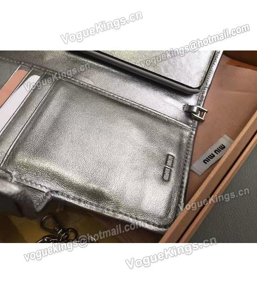 Miu Miu Matelasse Original Leather Rhinestone Small Bag Silver-6