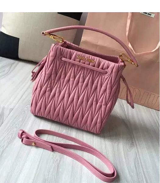 Miu Miu Matelasse Pink Original Leather Bucket Bag