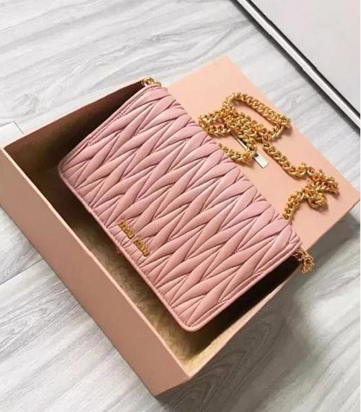 Miu Miu Matelasse Pink Original Leather Chains Bag