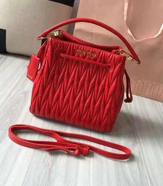 Miu Miu Matelasse Red Original Leather Bucket Bag