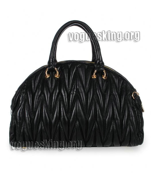 Miu Miu Medium Bowler Bag In Black Matelasse Lambskin Leather-2