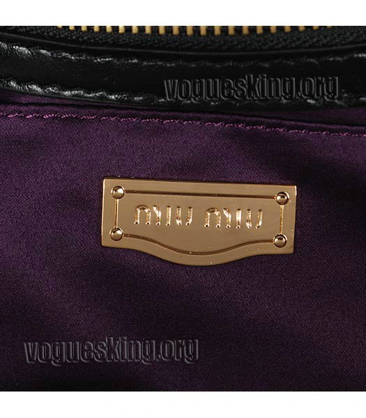Miu Miu Medium Bowler Bag In Black Matelasse Lambskin Leather-5