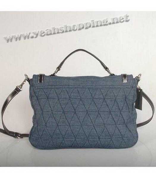 Miu Miu Medium Denim Tote Handbag with Coffee Leather-2