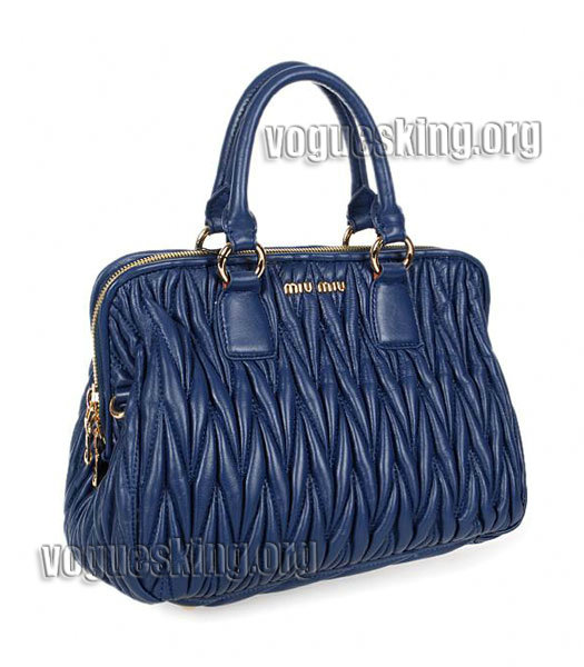 Miu Miu Medium Sapphire Blue Matelasse Lambskin Leather Handbag-1