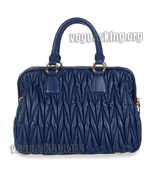 Miu Miu Medium Sapphire Blue Matelasse Lambskin Leather Handbag-2