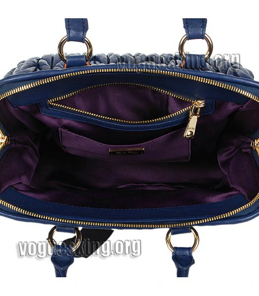 Miu Miu Medium Sapphire Blue Matelasse Lambskin Leather Handbag-4