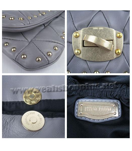 Miu Miu New Quilted Shoulder Bag Grey Lambskin-5
