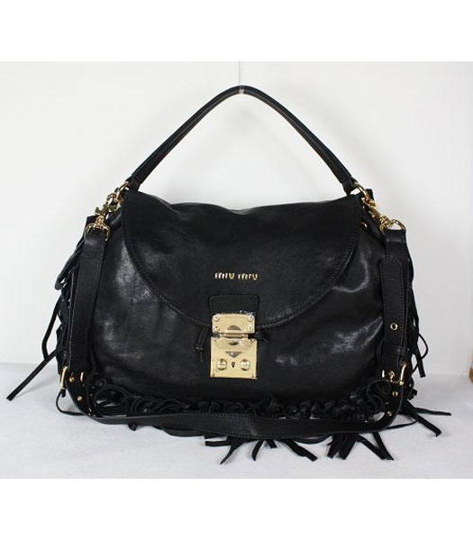 Miu Miu New Tassel Bag in Black Leather