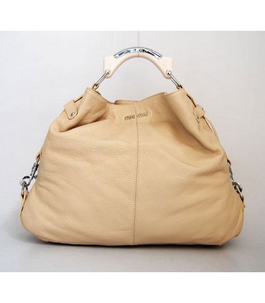Miu Miu Offwhite Leather Hobo Handbag