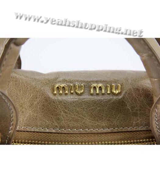 Miu Miu Oil Leather Tote Bag Silver Grey-2