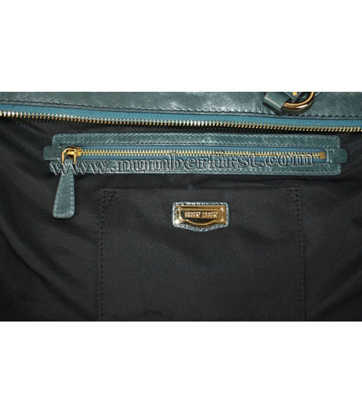 Miu Miu Oil Wax Leather Tote Bag in Blue-4