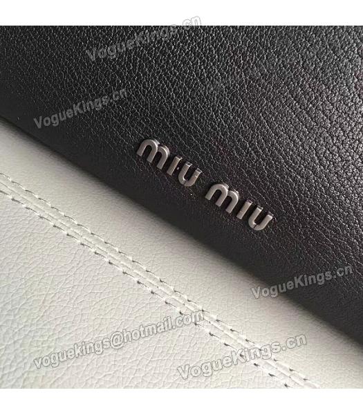 Miu Miu Original Leather Rhinestone Decorative Handle Bag Black-3