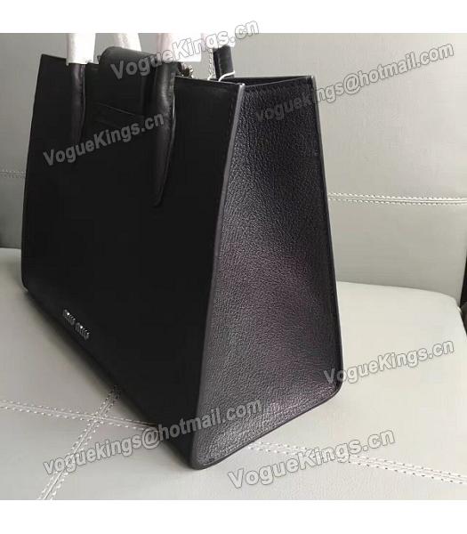 Miu Miu Original Leather Rhinestone Decorative Handle Bag Black-5