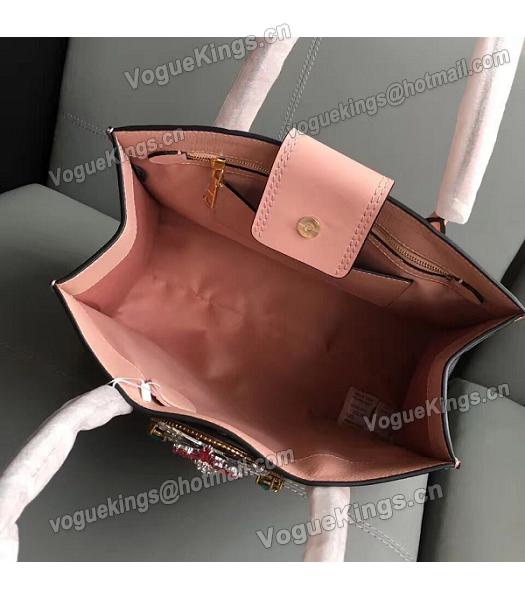 Miu Miu Original Leather Rhinestone Decorative Handle Bag Pink-6