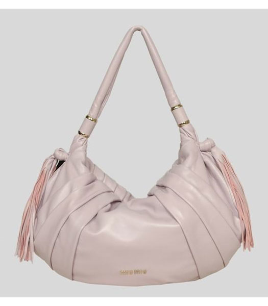 Miu Miu Oversized Shoulder GM Bag Pink Lambskin Leather_8670L