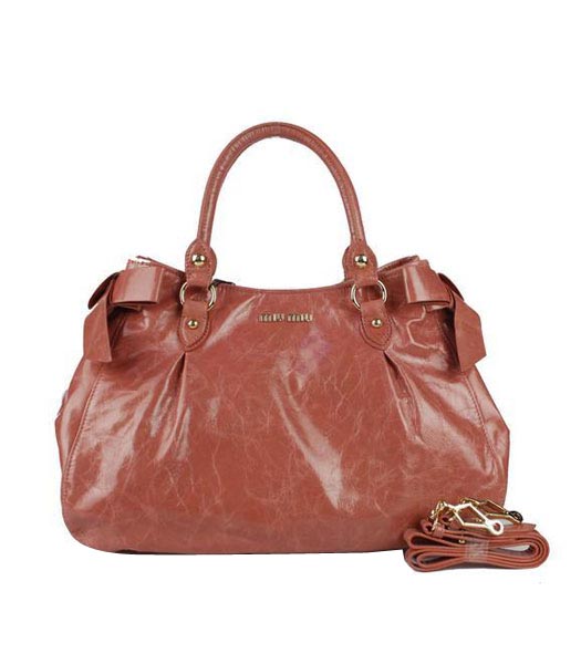 Miu Miu Pink Oil Wax Leather Tote Bag