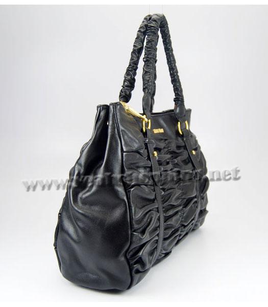 Miu Miu Pleated Tote Bag in Black Lambskin-1