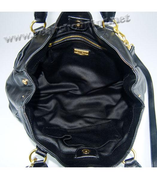 Miu Miu Pleated Tote Bag in Black Lambskin-4