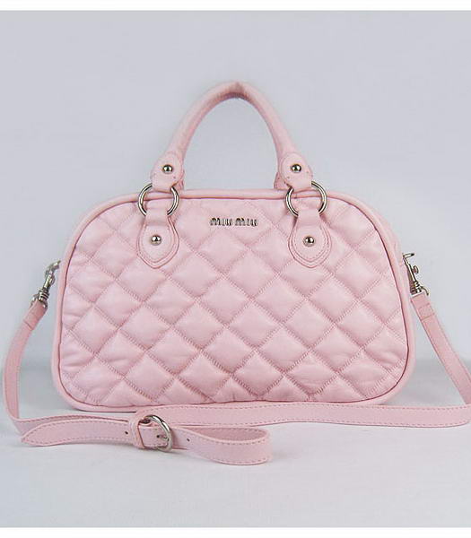 Miu Miu Quilted Leather Bowler Bag in Pink
