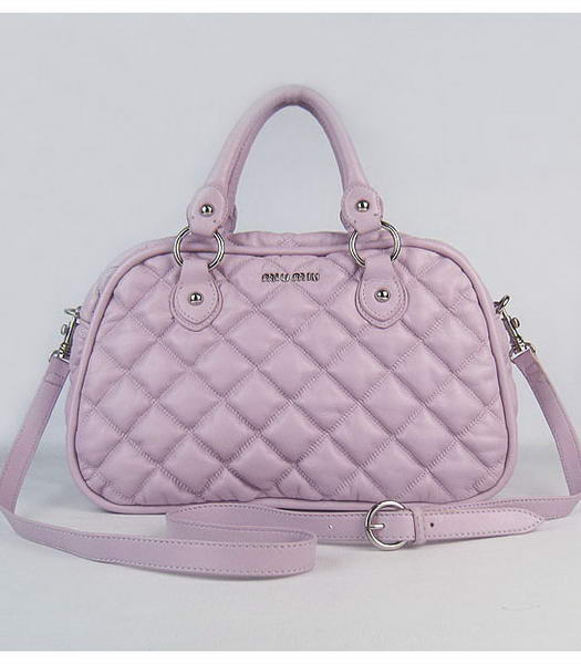 Miu Miu Quilted Leather Bowler Bag in Pink Purple