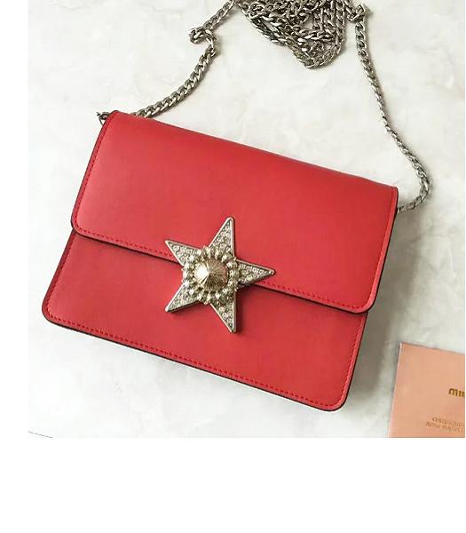 Miu Miu Red Original Leather Star Decorative Bag