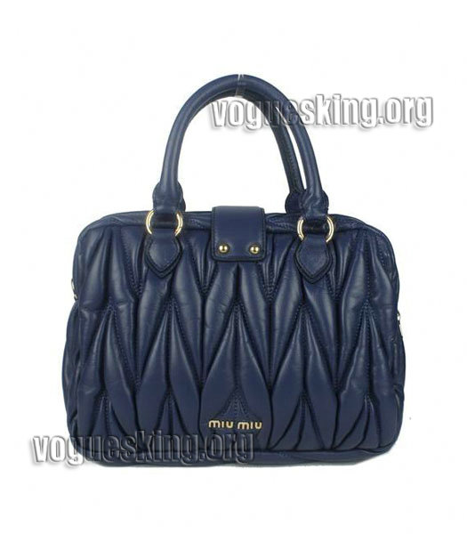Miu Miu Sapphire Blue Matelasse Lambskin Leather Handbag-2
