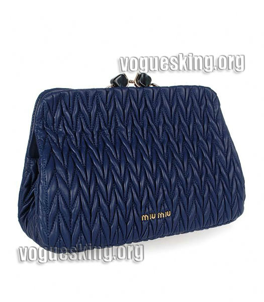 Miu Miu Sapphire Blue Matelasse Lambskin Leather Tote Handbag-1