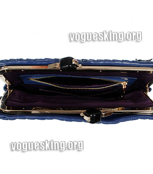 Miu Miu Sapphire Blue Matelasse Lambskin Leather Tote Handbag-3