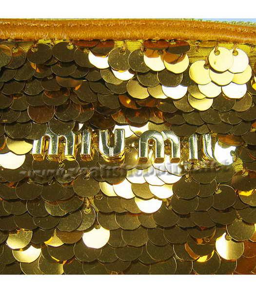 Miu Miu Sequined Lambskin Leather Tote Bag Gold-4