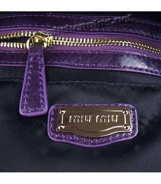 Miu Miu Sequined Leather Tote Bag Purple with Silver Metal-8