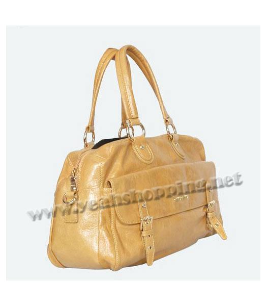 Miu Miu Shiny Leather Tote Bag Earth Yellow-1