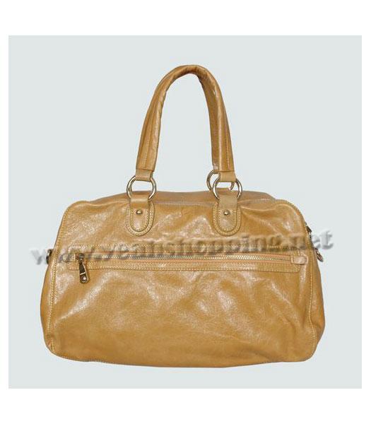Miu Miu Shiny Leather Tote Bag Earth Yellow-2