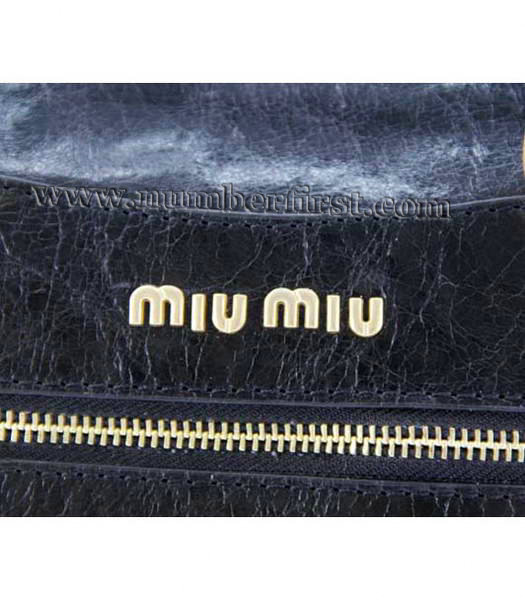 Miu Miu Shoulder Tote bag in Black Oil Skin Leather-5