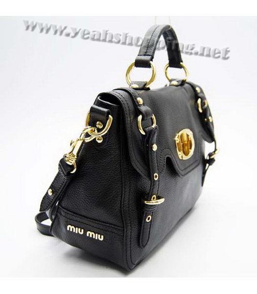 Miu Miu Small Black Leather Tote Bag-1