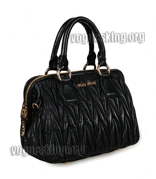 Miu Miu Small Black Matelasse Lambskin Leather Handbag-1