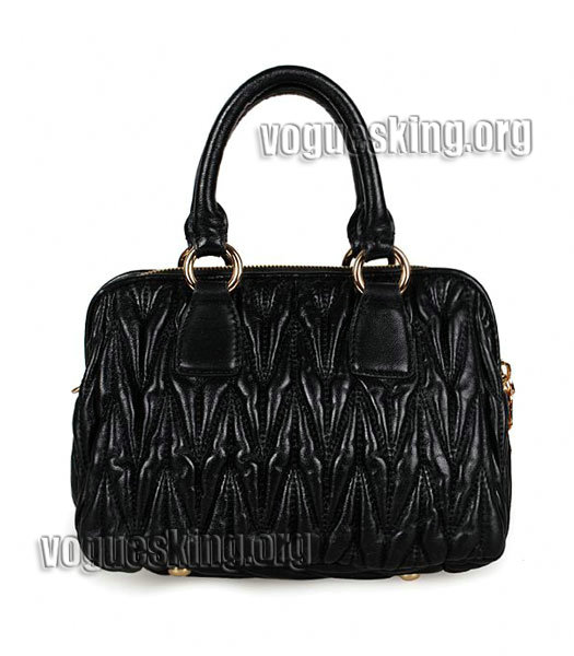 Miu Miu Small Black Matelasse Lambskin Leather Handbag-2