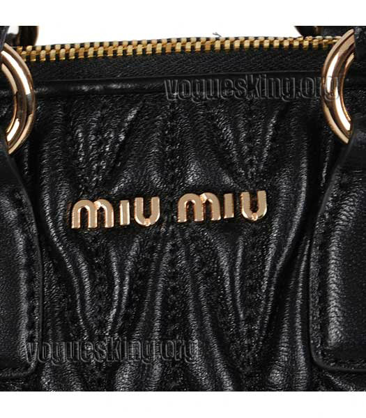 Miu Miu Small Black Matelasse Lambskin Leather Handbag-6